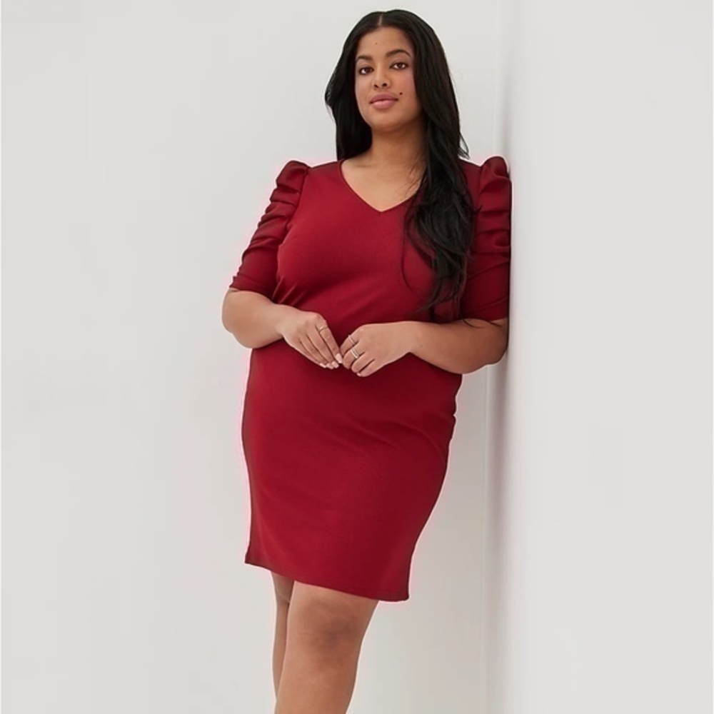 Torrid Mini Textured Knit Puff Sleeve Dress sz 3 or 22/24 3X
